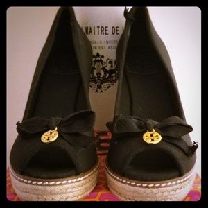 Tory Burch "Jackie" Linen Platform Wedge